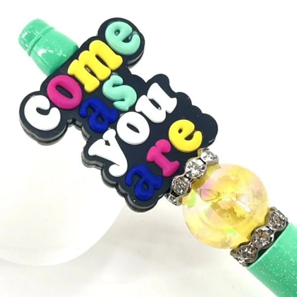 Come As You Are handmade pen NEW beads rhinestone bling cloud bead mint green ye